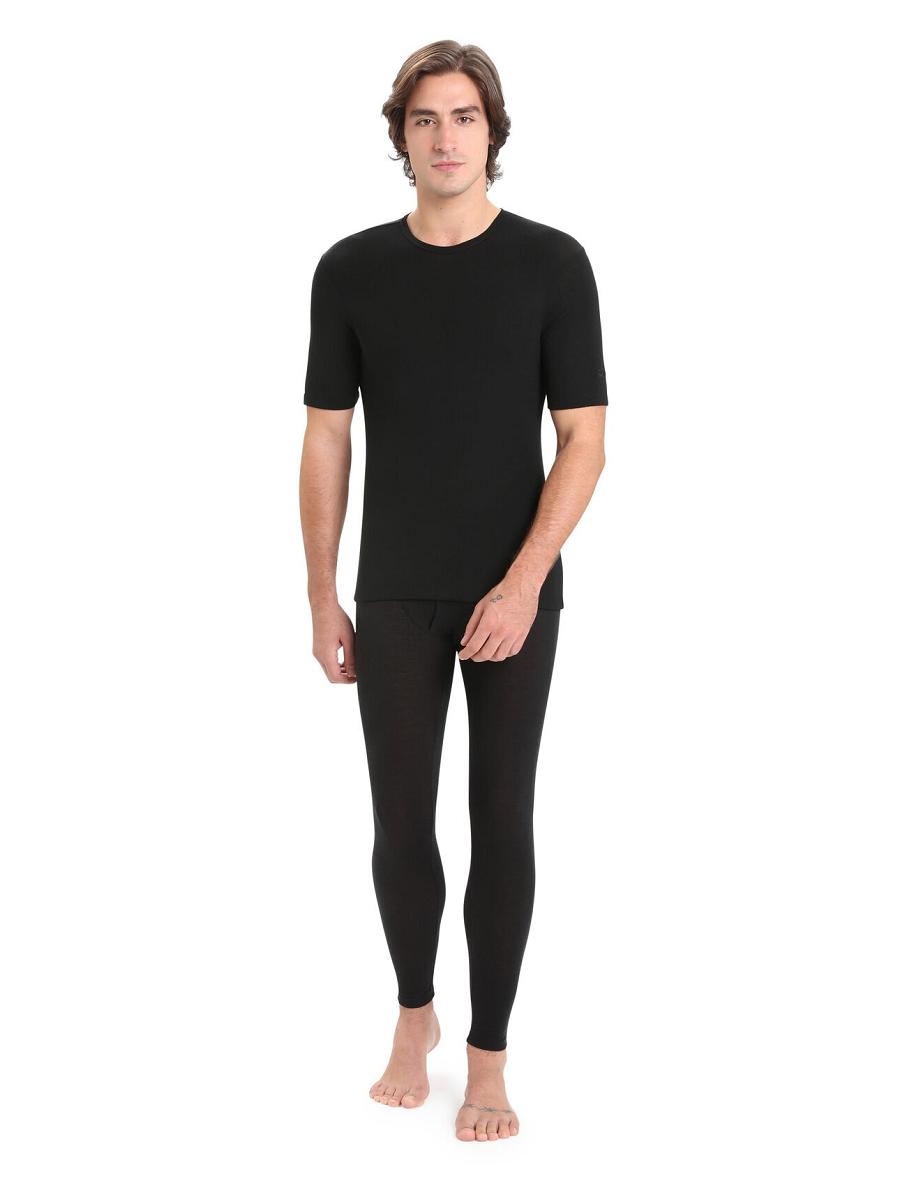 Black Icebreaker Merino 175 Everyday Short Sleeve Crewe Thermal Top Men's Base Layers | AU 1378HAPK